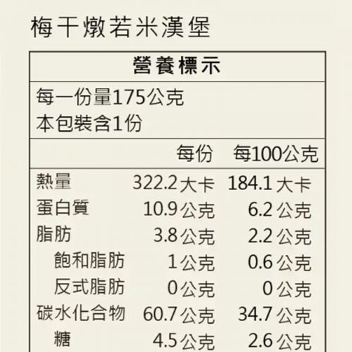 【搗蛋菇素食】梅干燉若米漢堡(全素)每包3入(1顆約175g)*冷凍*